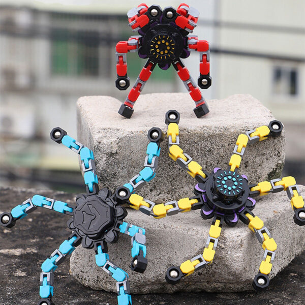 Mechanical Fingertip Spinner DIY Deformable Stress Relief Toy Transformable Creative Gyro Toy for Kids Fingertip Spin