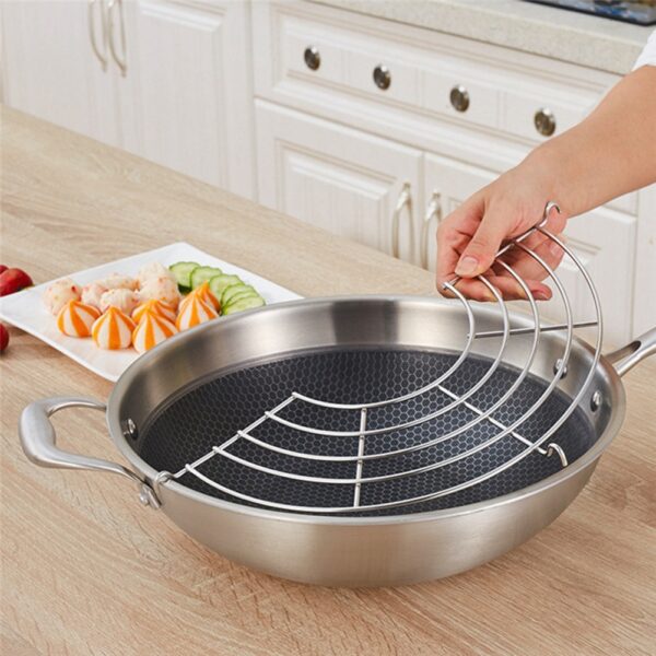 Multifunctional Stainless Steel Oil Draining Rack Pot Steamer Frying Tray Kitchen Cooking Tool Rack Steaming Stand 1