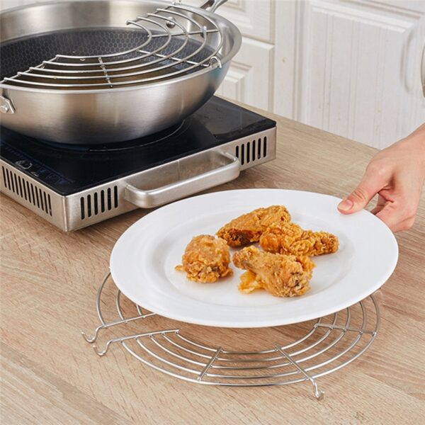 Multifunctional Stainless Steel Oil Draining Rack Pot Steamer Frying Tray Kitchen Cooking Tool Rack Steaming Stand 3