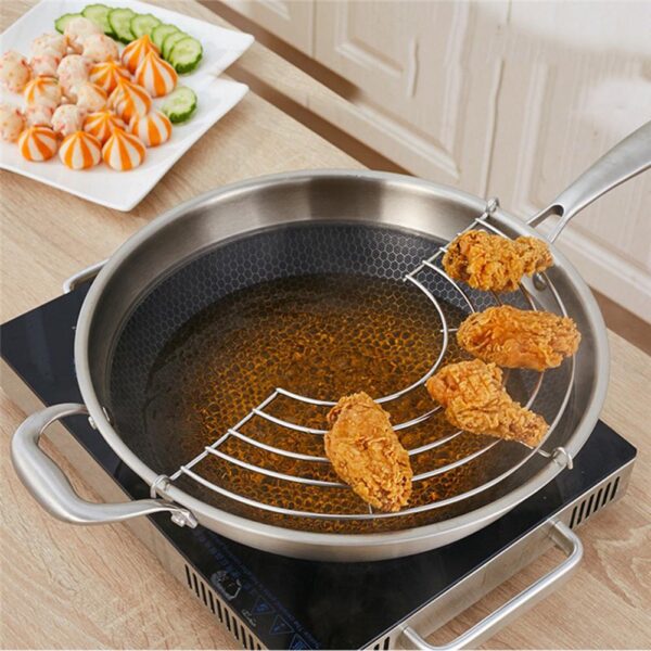 Multifunctional Stainless Steel Oil Draining Rack Pot Steamer Frying Tray Kitchen Cooking Tool Rack Steaming Stand