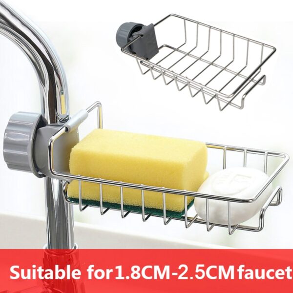 Stainless Steel Faucet Rack Kitchen Storage Shelf Sponge Dish Cloth Finishing Rack Drain Rack Pool Rag 2