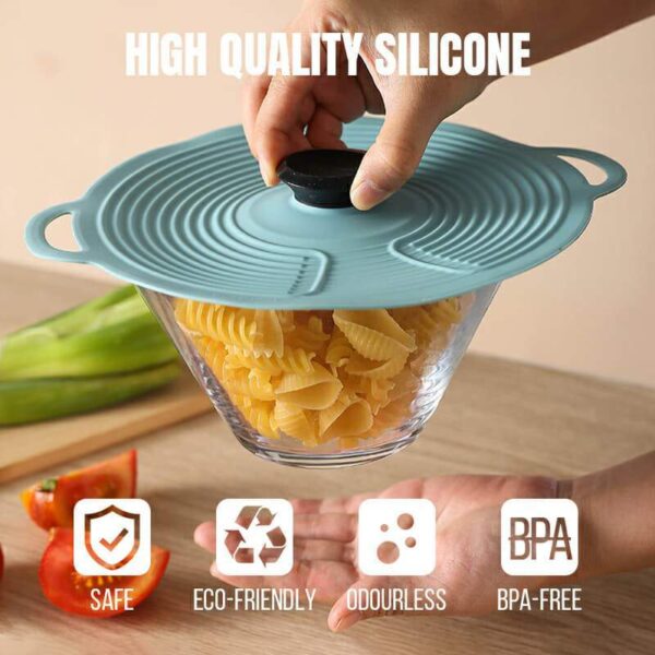 1PCS Silicone Boil Over Spill lid Containers Seal Preservation lid Pan Cover Oven Safe Lids Food 2