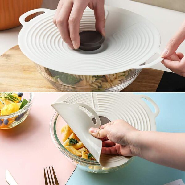 1PCS Silicone Boil Over Spill lid Containers Seal Preservation lid Pan Cover Oven Safe Lids Food 3