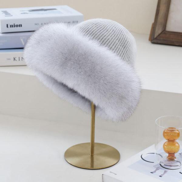 2021 Korean Warm Wool Hats Ear protection Soft Fox Fur Hat Knitted fur Cap Women New 2