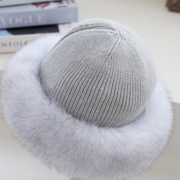 2021 Korean Warm Wool Hats Ear protection Soft Fox Fur Hat Knitted fur Cap Women New 3