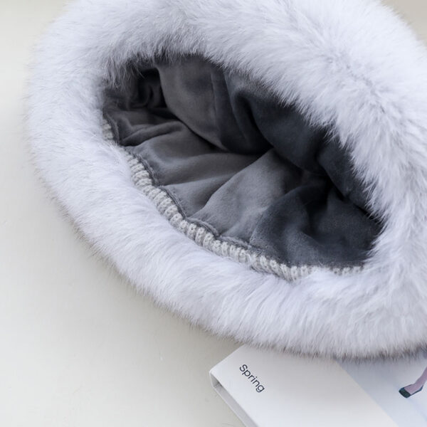 2021 Korean Warm Wool Hats Ear protection Soft Fox Fur Hat Knitted fur Cap Women New 4