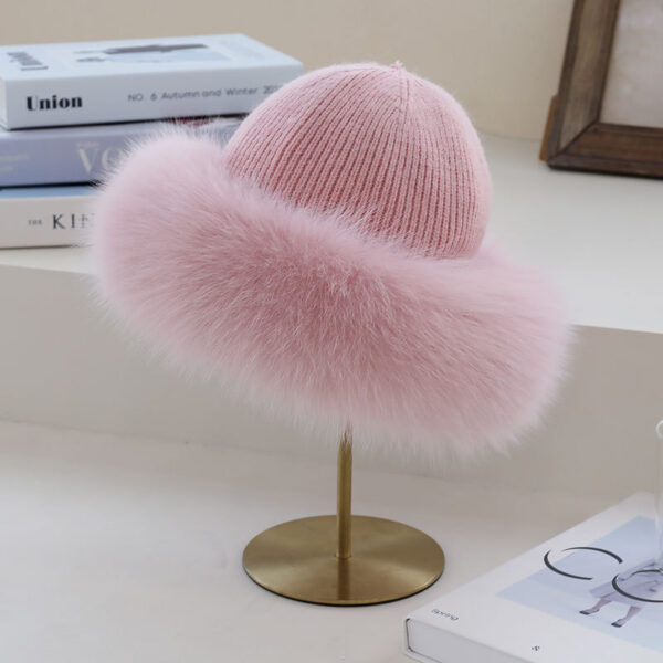 2021 Korean Warm Wool Hats Ear protection Soft Fox Fur Hat Knitted fur Cap Women New 5