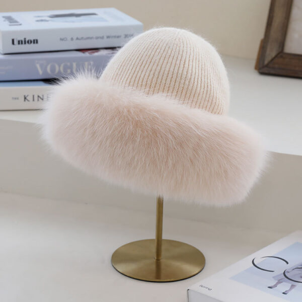 2021 Korean Warm Wool Hats Ear protection Soft Fox Fur Hat Knitted fur Cap Women New