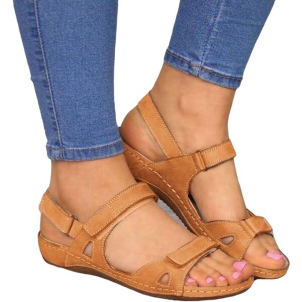 2021 Women Summer Open Toe Comfy Sandals Super Soft Premium Orthopedic Low Heels Walking Sandals Toe 4