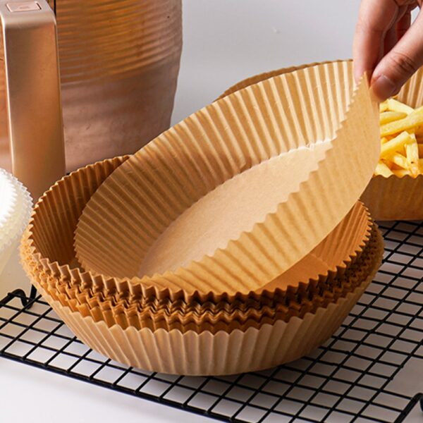 50pcs 16 20cm Air Fryer Disposable Paper Liner Non Stick Mat Steamer Round Paper Baking Mats