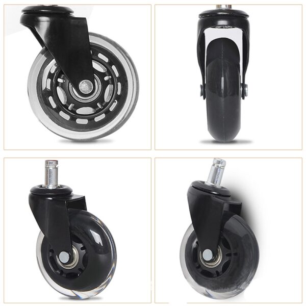 5PCS Office Chair Caster Wheels 3 Inch Swivel Rubber Caster Wheels Replacement Soft Safe Rollers Furniture 3