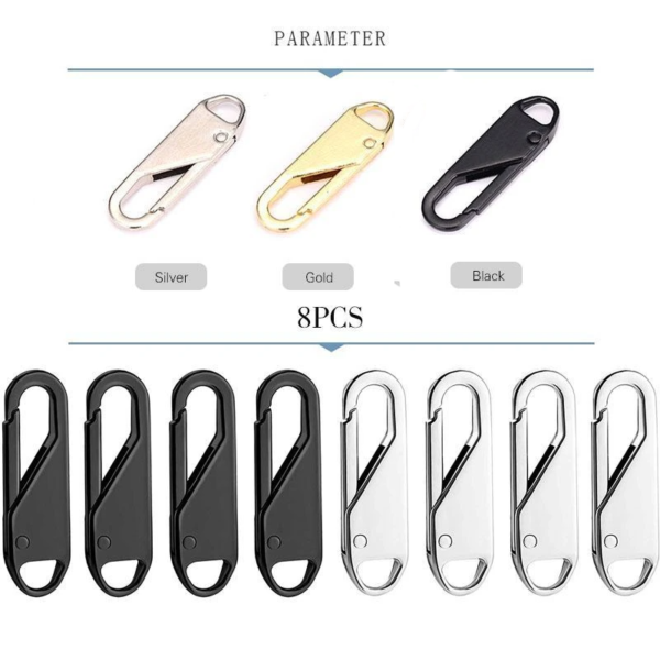 8 Pcs Universal Zipper Pull Tab Replacement Metal Handle Zipper Extender Handle Fixer Zipper Sliders for