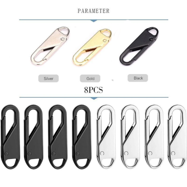 8 Pcs Universal Zipper Pull Tab Replacement Metal Handle Zipper Extender Handle Fixer Zipper Sliders