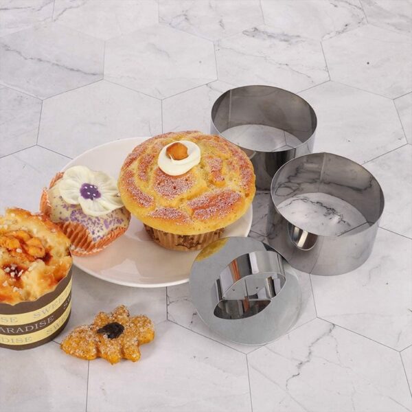 8PCS Cake Rings Mousse Rings Small Food Mould for Pastry Cake Mousse and Pancake Round Form 2