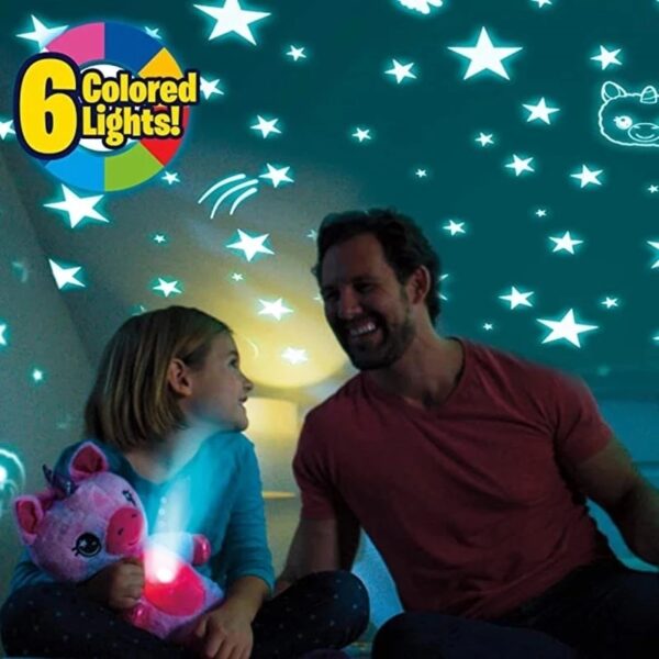 Гэрэл проектортой чихмэл амьтан нялх хүүхэд Тайвшруулах одтой тэнгэрийн ганц эвэрт тансаг LED Galaxy шөнийн гэрэл Cuddly 5