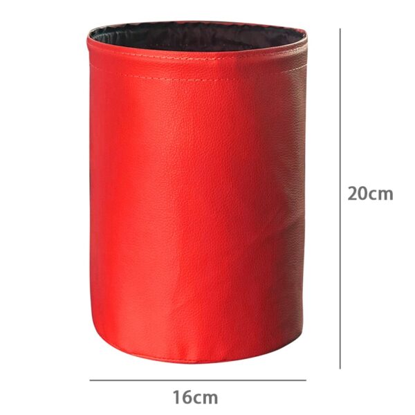 Car Trash Can Foldable Leather Leak Proof Waterproof Car Dust Bin Bucket Hanger Garbage Container Pocket 1