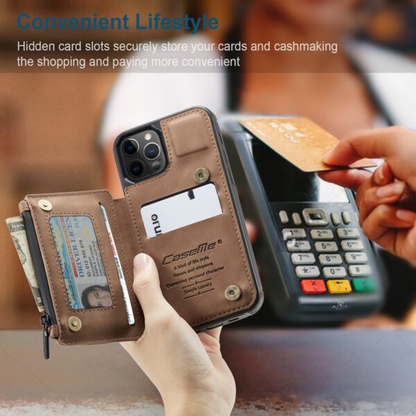 CaseMe Retro odinis galinis dėklas, skirtas iPhone 13 12 11 Pro Max piniginės kortelės lizdas 1