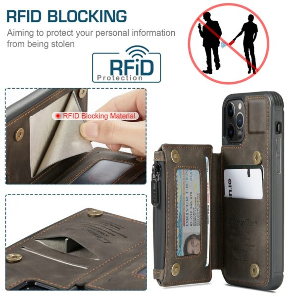 CaseMe retro kožna stražnja torbica za iPhone 13 12 11 Pro Max Utor za kartice novčanika za 3