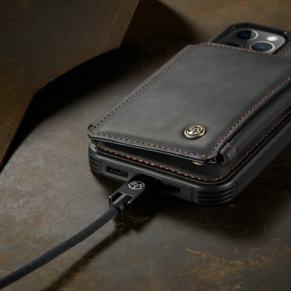 CaseMe Retro Leather Back Case For iPhone 13 12 11 Pro Max Wallet Card Slot For 4