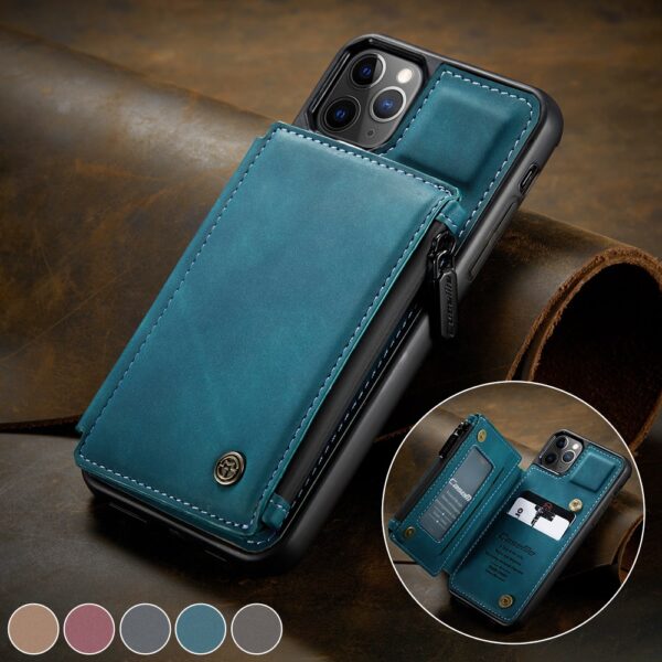 CaseMe Retro Leather Back Case For iPhone 13 12 11 Pro Max Wallet Card Slot For