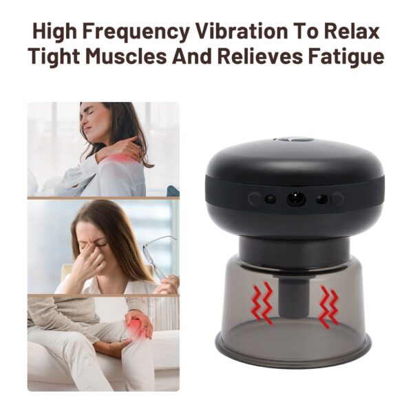 ʻO ke kīʻaha uila ʻo Vacuum Cupping Therapy Smart Suction Cup Scraping Body Massager Charging Guasha Pressure Burning Fat 3