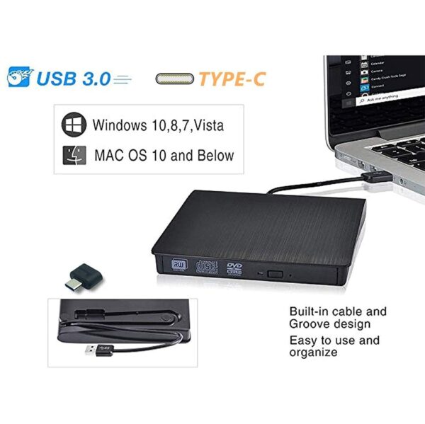 बाह्य CD DVD ड्राइभ USB C लेखक प्रकार C USB 3 0 CD DVD RAM बर्नर 5