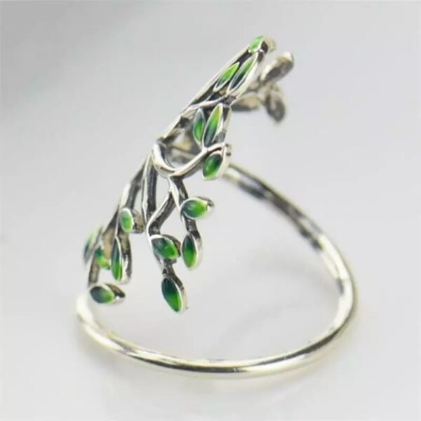 Fashion Natural Style Green Branches Leaves Adjustable Opening Rings Fashion Women Ring Party Jewelry Gifts For 1