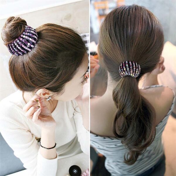 Fashion Women Bun Crystal Hair Claw Horsetail Buckle Hair Clip Bird Nest Expanding Hair Accessories Female 2