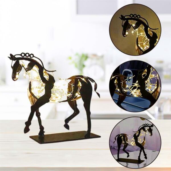 Home Decor Metal Horse Sculpture Adonis Three dimensional Openwork Abstract Vintage Desktop Office Decor Christmas Ornaments 5