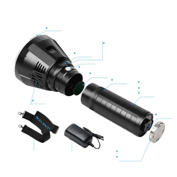 IMALENT MS18 Flashlight Cumhachtach Is Gile 100000 Lumens Uiscedhíonach In-athluchtaithe Le Cree XHP70 2 High Power LED 4