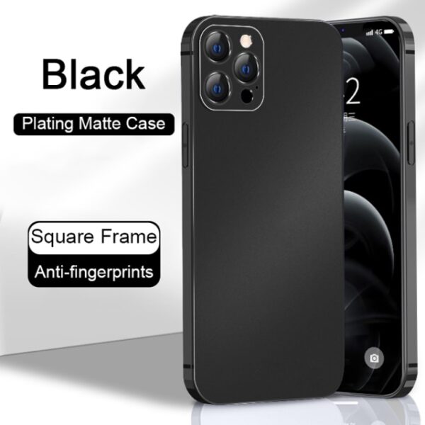 Luxury Electroplated Matte Cover Anti fingerprint Straight Edge Square Coque for iPhone 11 12 Pro