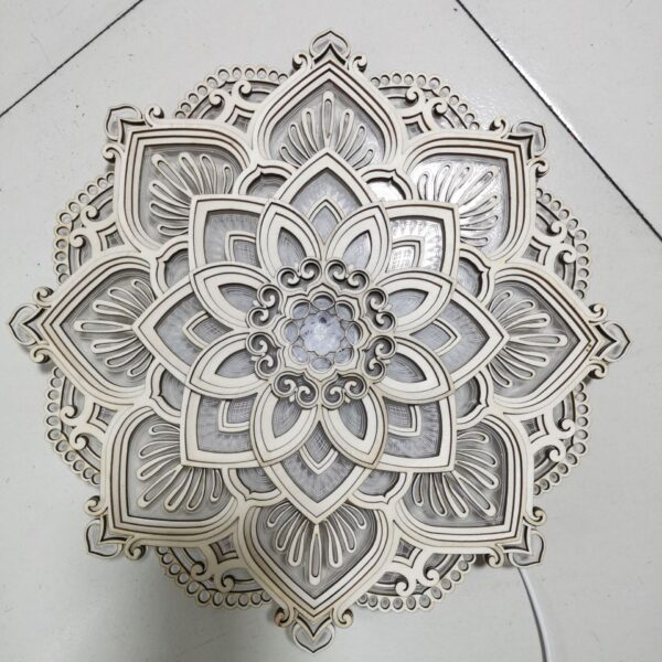 Mandala Yoga Room Night Light LED Multilayered Laser Cut Carved Light LED Elegant Wooden Mandala Hanging 4