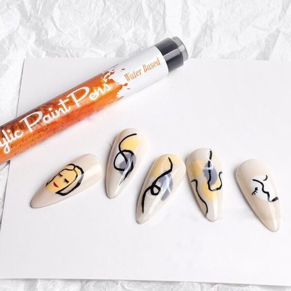 Nail Art Graffiti Pen Sort Hvid Guld Sliver Farve Dot Tegning Maleri Abstrakte Linjer Detailing Pen 3