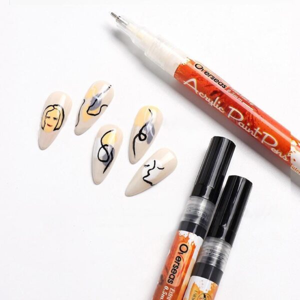 Nail Art Graffiti Pen Black White Gold Sliver Color Dot Drawing Painting Abstract Lines Detailing Pen