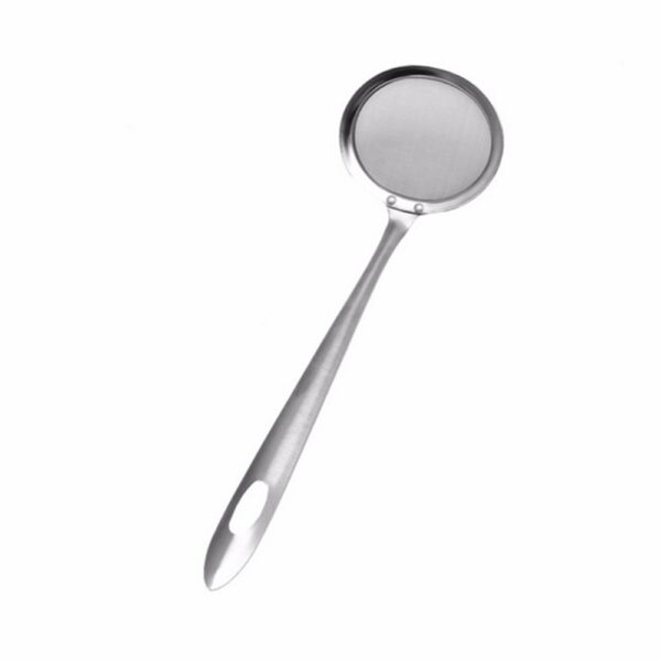 New Multi functional Filter Spoon With Clip Food Kitchen Oil Frying BBQ Filter Stainless Steel Clamp 2