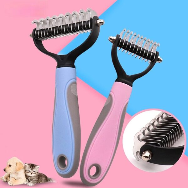 Pets Fur Knot Cutter Dog Grooming Shedding Tools Pet Cat Hair Removal Comb Brush Double Sided