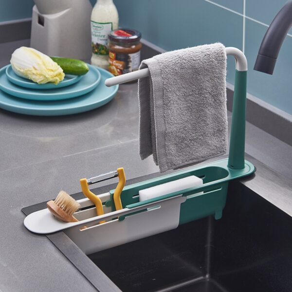Telescopic Sink Shelf Kitchen Sinks Organizer Soap Sponge Holder Sink Drain Rack Storage Basket Kitchen Gadgets 1