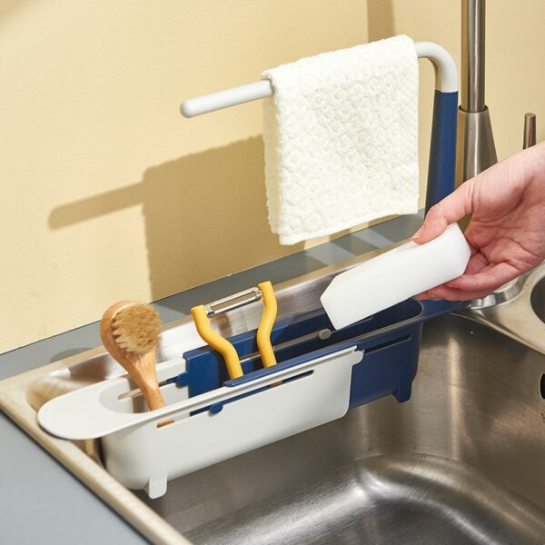 Teleskopyske Sink Shelf Keuken Sinks Organizer Soap Spons Holder Sink Drain Rack Opslach Basket Keuken Gadgets 3