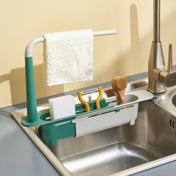 Telescopic Sink Shelf Kitchen Sinks Organizer Soap Sponge Holder Sink Drain Rack Storage Basket Mga Gadget sa Kusina