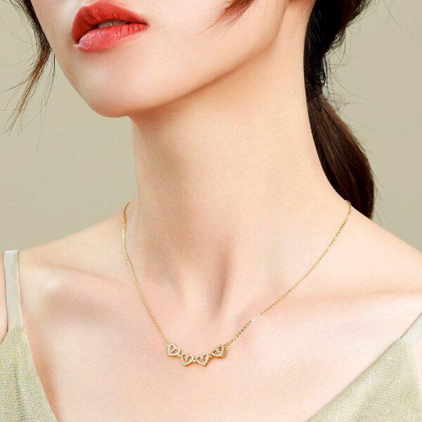 Trendy Fine Little Peach Heart Pendant Chain Necklace for Women Accessories Korean Fashion Jewelry Shiny AAA 1