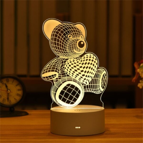 Zawadi ya Siku ya Wapendanao Upendo Sungura Dubu Kids Nuru ya Usiku Led Harusi Chumba cha kulala Nightlight Decor Light 3D 1.jpg 640x640 1