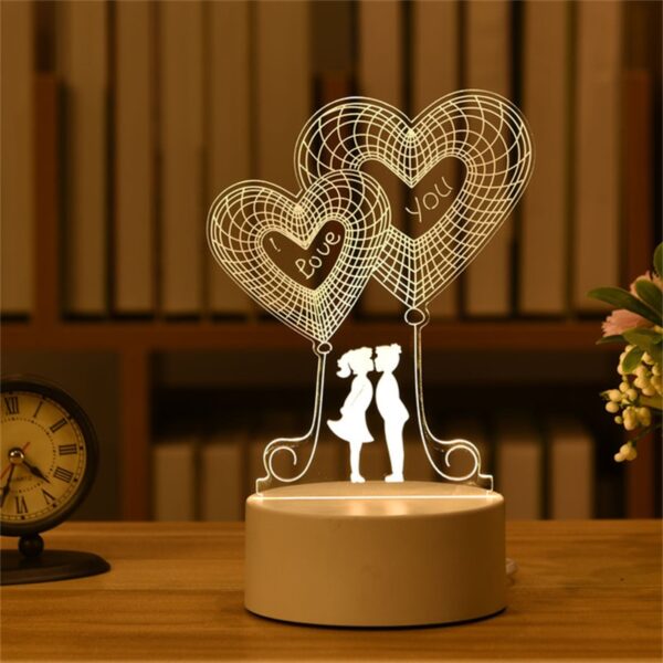 Valentines Day Gift Love Rabbit Bear Kids Night Light Led Wedding Bedroom Nightlight Decor Light 3D
