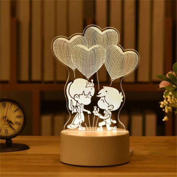 Zawadi ya Siku ya Wapendanao Upendo Sungura Dubu Kids Nuru ya Usiku Led Harusi Chumba cha kulala Nightlight Decor Light 3D 7.jpg 640x640 7