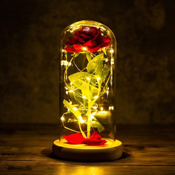 Falentynsdei kado foar freondinne Eternal Rose LED Ljocht Folie Flower In Glass Cover Mother Day 1.jpg 640x640 1