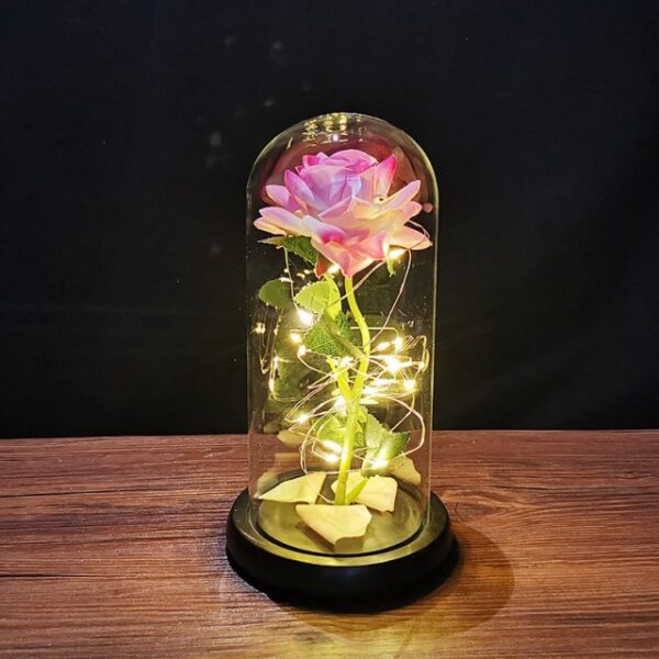 Falentynsdei kado foar freondinne Eternal Rose LED Ljocht Folie Flower In Glass Cover Mother Day 10.jpg 640x640 10