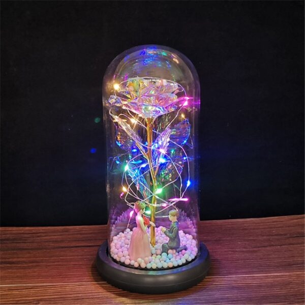 Falentynsdei kado foar freondinne Eternal Rose LED Ljocht Folie Flower In Glass Cover Mother Day 21.jpg 640x640 21