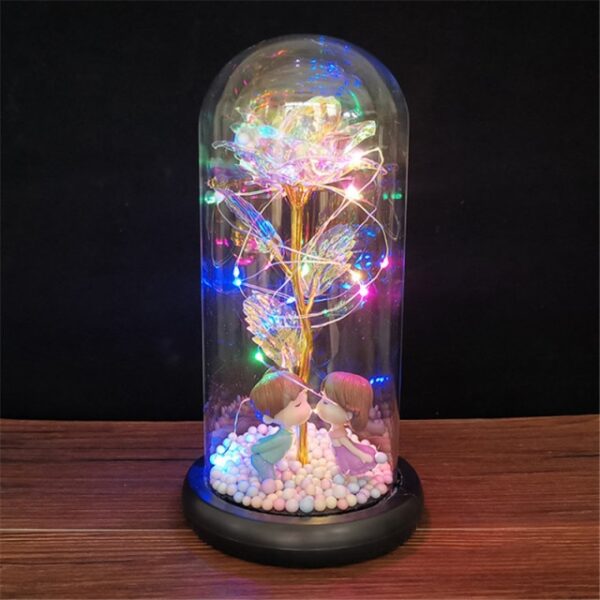 Falentynsdei kado foar freondinne Eternal Rose LED Ljocht Folie Flower In Glass Cover Mother Day 22.jpg 640x640 22