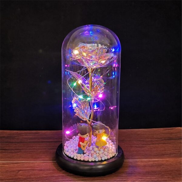 Falentynsdei kado foar freondinne Eternal Rose LED Ljocht Folie Flower In Glass Cover Mother Day 23.jpg 640x640 23