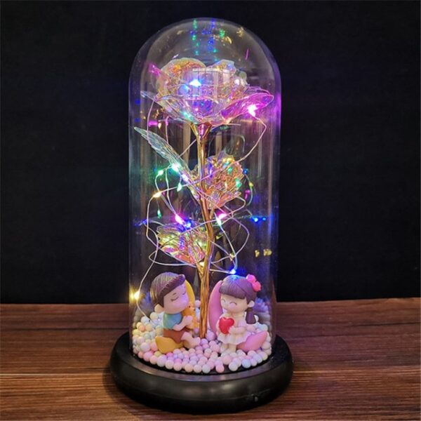 Falentynsdei kado foar freondinne Eternal Rose LED Ljocht Folie Flower In Glass Cover Mother Day 24.jpg 640x640 24