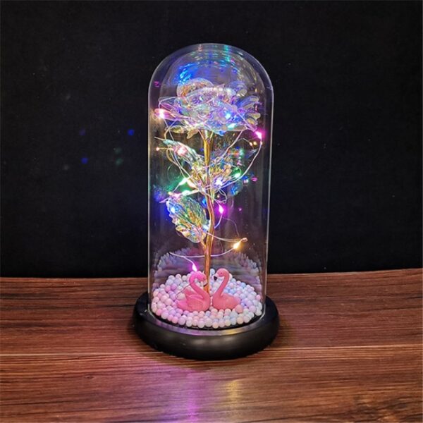 Falentynsdei kado foar freondinne Eternal Rose LED Ljocht Folie Flower In Glass Cover Mother Day 26.jpg 640x640 26